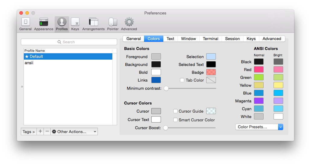 iTerm preferences